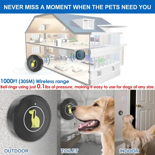 Vista 5 de Campana de puerta para perro, timbre para entrenamiento de perros, timbre de puerta para entrenamiento de perros y cachorros, puerta