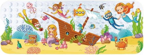 Vista 17 de Tapete de baño para bebé para niños, tapete antideslizante sin BPA para niños, tapete de dibujos animados antideslizante con ventosas y agujeros