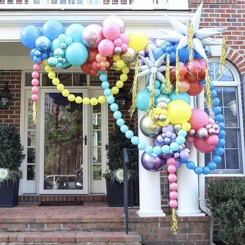 Vista 7 de Globos de Enlace Azul Claro, 60 Piezas de 6 Pulgadas Globos Pequeños de Enlace Rápido Azul Bebé para Hacer Pared de Globos, Arco de Corazón, Globos