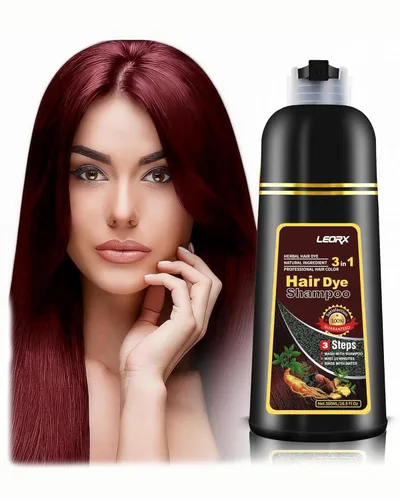 Vista 9 de Leorx Champú 3 en 1 para teñir el cabello marrón, color para refrescar el cabello, coloración herbaria instantánea para mujeres y hombres, 16.9