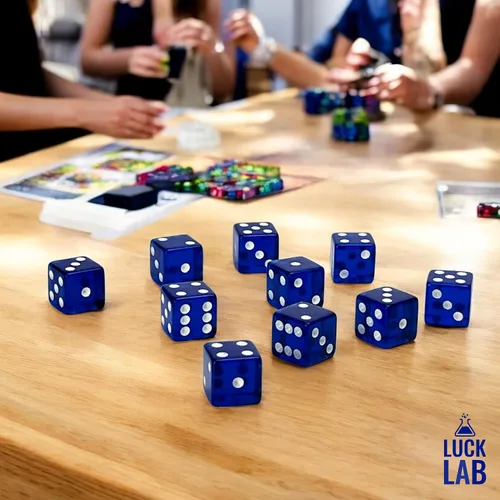 Vista 4 de Luck Lab Paquete de 10 dados de 19 mm - Dados D6 acrílicos y translúcidos, cuadrados con bordes redondeados para casino, craps, juegos de mesa RPG