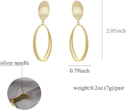 Vista 2 de La Raffine - Aretes ovalados geométricos huecos en color tonto de plata 925, joyería para mujeres y niñas, regalos de San Valentín, cumpleaños
