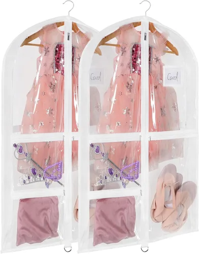 Vista 27 de Univivi Bolsas de PVC transparente para disfraz de baile, bolsa de ropa de 35 pulgadas para competiciones de baile, con 3 bolsillos separados