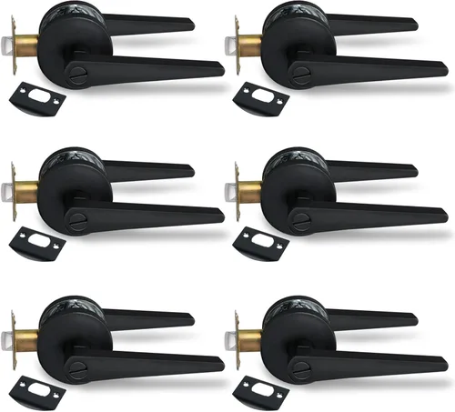 Vista 9 de MD8820-DB-BK-1P - Manija de puerta de privacidad sólida para dormitorio y baño, acabado negro mate
