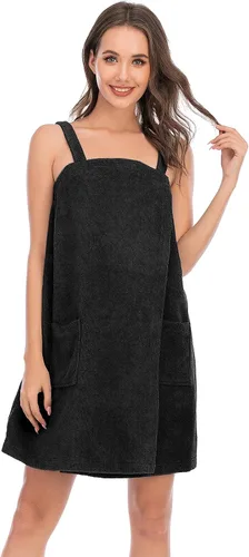 Vista 48 de Veseacky Toalla de baño para mujer con bolsillo, bata de spa ajustable y diadema facial