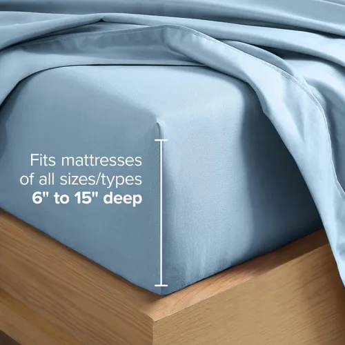 Vista 53 de Bare Home Sheet Set 1800 Ultra-Soft with 2 Pillowcases (Twin XL, Dark Blue)