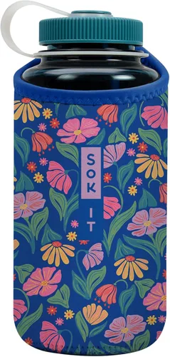 Vista 152 de Sok It BotlSok Funda para botella de agua con cubierta de neopreno aislante (Floral abstracto, se ajusta a CamelBak o Nalgene de 12 onzas)