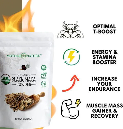 Vista 5 de Polvo de raíz de maca negra orgánica + cápsulas rompedoras de piedra Chanca Energía, urinario e interno Suplemento herbario natural para hombres