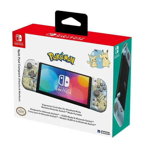 Vista 2 de HORI Nintendo Switch Split Pad Compact Pikachu Mimikyu - Ergonomic Controller for Handheld Mode - Officially Licensed by Nintendo Pokémon