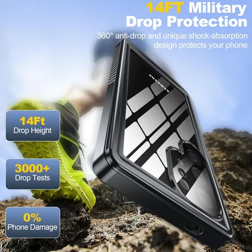 Vista 4 de ANTSHARE Funda impermeable para Samsung Galaxy S24 Ultra, lente incorporada y protector de pantalla de cuerpo completo de 360°, resistente a prueba