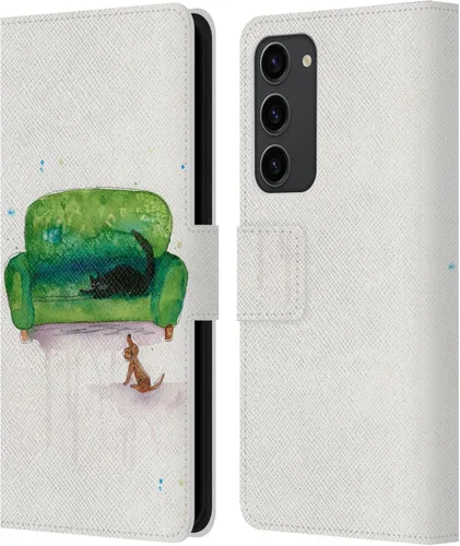 Vista 13 de Head Case Designs Officially Licensed Wyanne Blue Watercolour Bear Animals 2 Leather Wallet Case Compatible with Samsung Galaxy S23+ 5G
