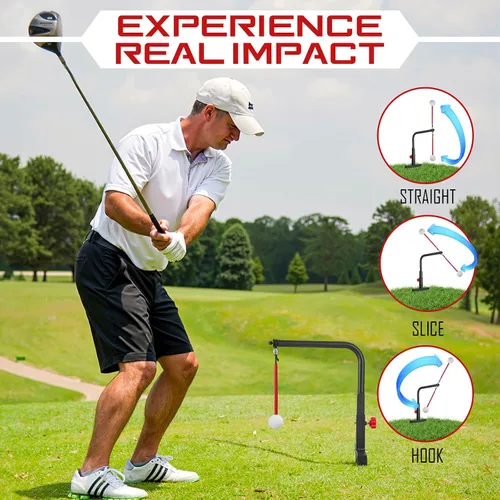 Vista 2 de Entrenador de Swing de Golf - Ayuda de Entrenamiento de Swing de Golf de Hierro Duradera - Accesorios de Golf para Niños y Jóvenes con Bola