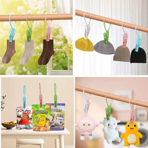 Vista 7 de Paquete de 24 Pinzas de Ropa de Plástico Resistentes para Exteriores para Colgar Ropa, Mini Pinzas para Ropa con Cuerda para Colgar, Perchas