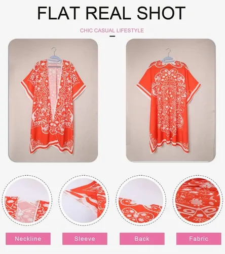 Vista 3 de Dokotoo Womens 2023 Fashion Print Kimono Tassel Casual Cardigan Loose Cover up