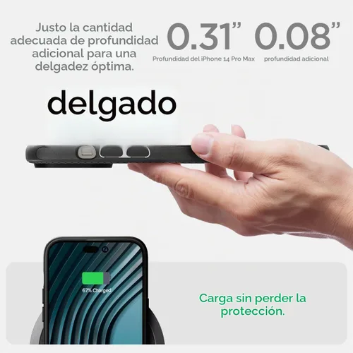 Vista 7 de Spigen Mag Armor MagFit - Funda diseñada para iPhone 14 Pro Max (2022) [protección de grado militar] compatible con MagSafe - negro mate