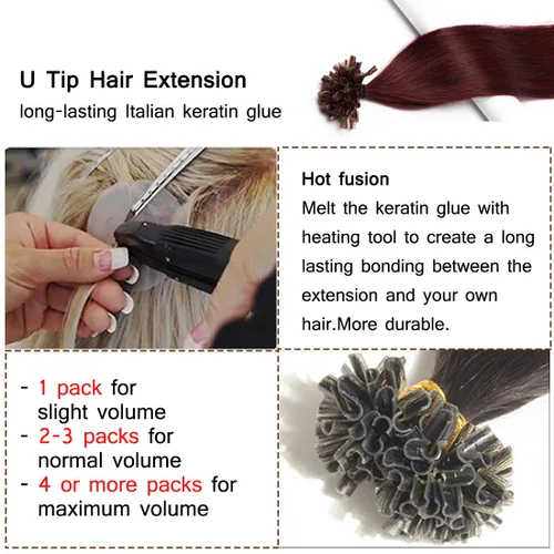 Vista 294 de SEGO Extensiones de cabello humano con micro cuentas, extensiones de cabello humano con micro bucle, lacio, natural, fusión fría, 1.76 oz/paquete