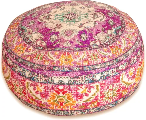 Vista 10 de Funda de almohada marroquí para suelo, color azul, redondo, estilo bohemio, decoración de habitación, zona de estar marroquí, puf otomano perfecto