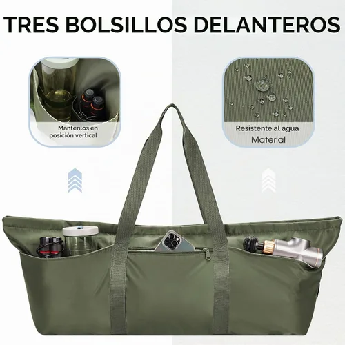 Vista 6 de Bolsa grande para esterilla de yoga con compartimento para zapatos y bolsillo impermeable, bolsa de gimnasio para pilates con soporte para esterilla
