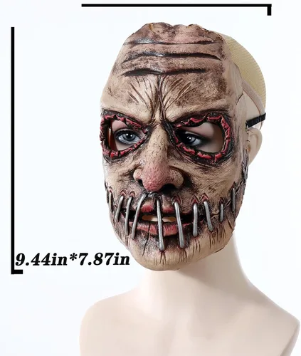 Vista 7 de OBILAN Máscara de Halloween, máscaras de Halloween para adultos, máscara de zombi aterradora, máscara realista espeluznante, máscaras con bocas