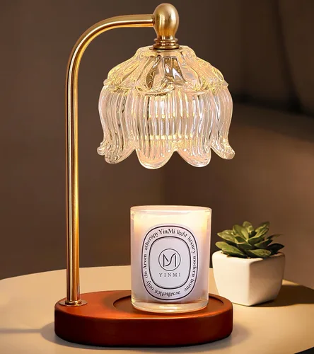Vista 10 de MEIXISUE - Lámpara calentadora de velas con temporizador y atenuador, regalos de luz ámbar eléctrica para mujeres, lámpara calentadora de cera