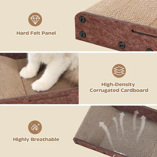 Vista 6 de Avont Juego de 3 rascadores de cartón para gatos de interior, rascador corrugado para gatos con almohadilla reversible para rascar, caja de arañazos
