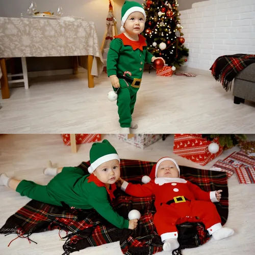 Vista 7 de My First Christmas - Conjunto de mameluco de manga larga para recién nacido, traje para bebé y niña