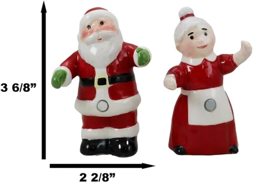 Vista 2 de Ebros Gift 'Tis The Season Dancing Mr And Mrs Santa Claus - Juego de saleros y pimenteros de Navidad para parejas, figuras de cerámica, fiesta