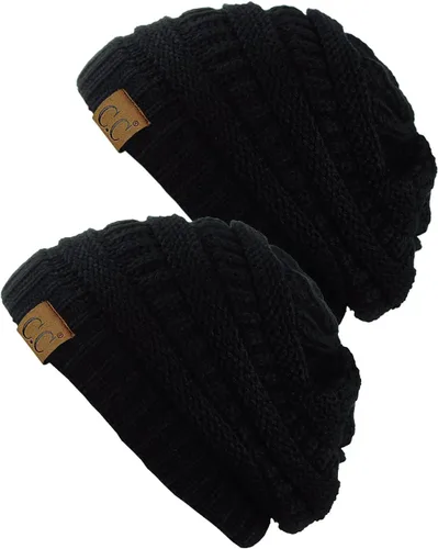Vista 3 de Gorro a la moda de tejido suave abultado, cálido y elástico de C.C