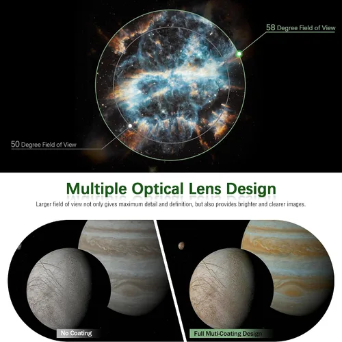 Vista 2 de Ocular telescopio Alstar 0.787 in, ocular planetario 58Degree lente gran