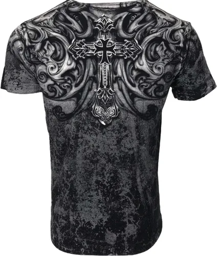Vista 5 de Xtreme Couture by Affliction Camiseta para hombre, Hades Skulls Biker Negra S-5XL
