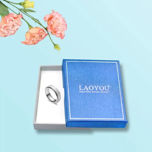 Vista 6 de LAOYOU Anillo giratorio para aliviar la ansiedad y la ansiedad para mujer, acero inoxidable de 0.236 pulgadas, con purpurina, para aliviar