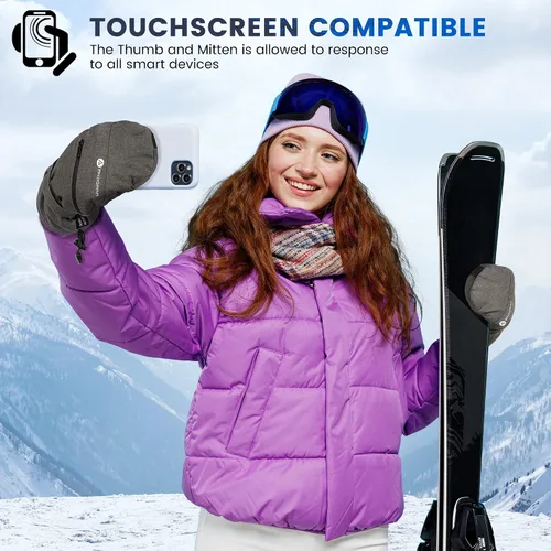 Vista 4 de ANDORRA Manopla de esquí y snowboard con pantalla táctil para mujer con cremallera diagonal