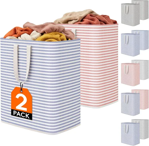 Vista 35 de Lifewit 75L x 2 Pack Collapsible Laundry Hamper Large,Tall Foldable Dirty Clothes Baskets Waterproof, Freestanding Double Bags with Easy Carry
