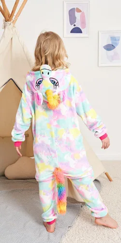 Vista 7 de UDERUI Pijama de unicornio para niños, disfraz de cosplay de una sola pieza, ropa de fiesta de animales, para niñas y niños