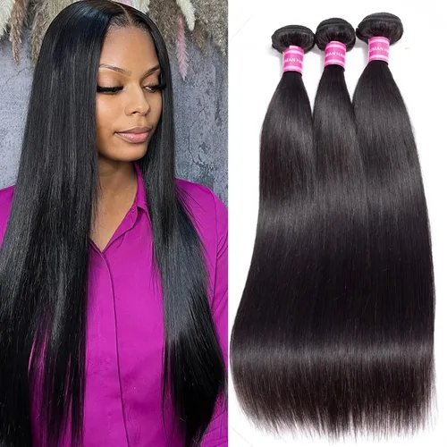 Vista 36 de Paquetes Bob Liso 3 Paquetes de Cabello Humano Corto 10, 10 y 10 Pulgadas, 100% Cabello Crudo Sin Procesar, Tejido Rápido, Color Negro Natural