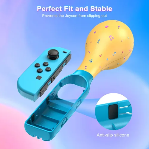 Vista 5 de Sand Hammer Hand Grip for Nintendo SwitchSwitch OLED, Game Controller Handle Grips with Wrist Straps and 2 Stickers for Switch Joycon, Samba