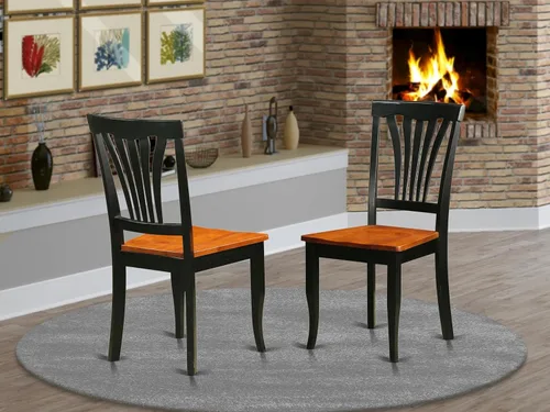Vista 2 de East West Furniture AVC-BLK-W Avon - Sillas de comedor de madera maciza, con respaldo de listones, juego de 2, color negro y cereza