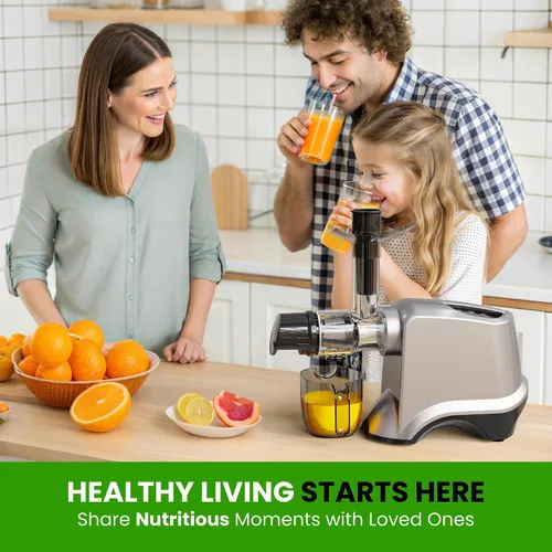 Vista 9 de Eurolux Exprimidor de masticación lenta, máquina de prensa en frío para extracción de jugo de alto rendimiento, exprimidor silencioso y potente
