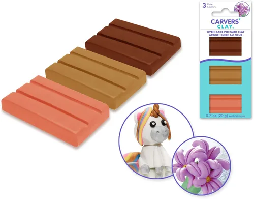Vista 2 de Multicraft Carvers' - Arcilla polimérica para horno, 2.1 onzas, marrón, bronceado y naranja