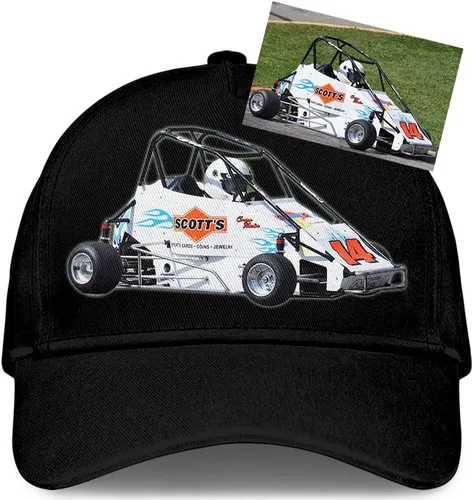 Vista 3 de Gorra de béisbol personalizada con fotos y pistas de suciedad, gorra clásica de auto enano, regalos para regalo de corredores de autos enanos