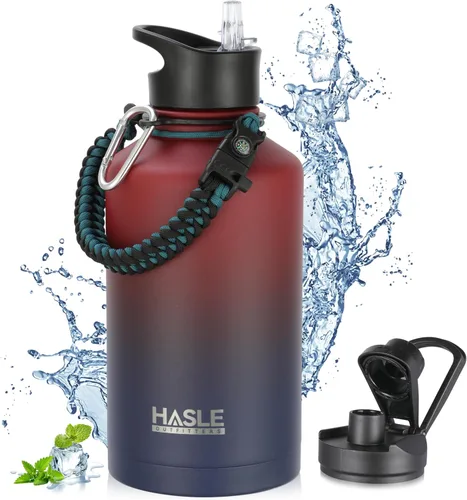 Vista 57 de HASLE OUTFITTERS Botella de agua aislada de 22 onzas, botella de agua de acero inoxidable de doble pared de boca ancha con tapa de popote y tapa