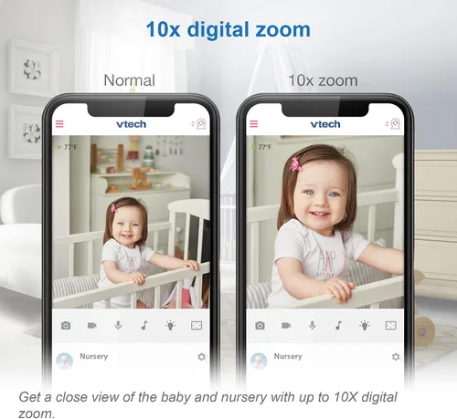 Vista 9 de VTech RM9751 Yellow Daisy Smart Wi-Fi Cámara para bebé, compatible con iOS y Android, 1080p Full HD, cubierta de modo de privacidad, luz nocturna