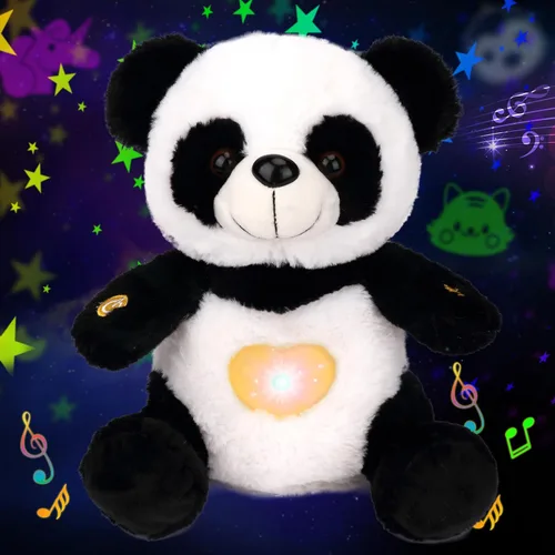Vista 13 de Unicornio de peluche rosa con proyector de estrellas, musical, con volumen ajustable, luz nocturna, animales de peluche brillantes, juguetes