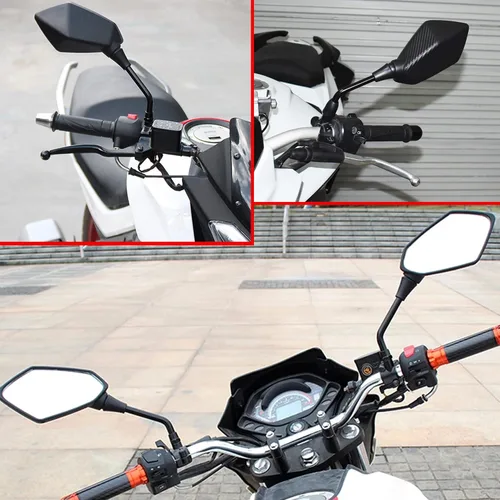 Vista 5 de Espejos laterales universales de motocicleta 2022, espejo retrovisor convexo para manillares, cuatrimoto, motos de nieve, ciclomotor, crucero