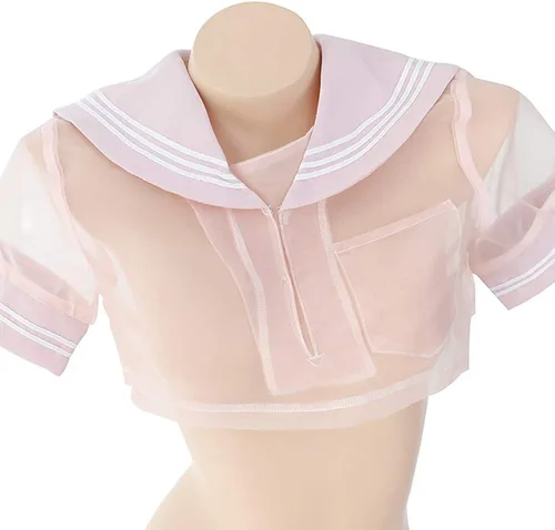 Vista 5 de JasmyGirls Lencería de cosplay de anime para mujer, traje de colegiala japonesa, disfraz de lolita de Halloween, camisa de uniforme de marinero