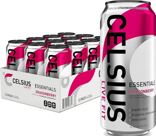 Vista 12 de CELSIUS ESSENTIALS™ Sparkling Blue Crush, bebida energética de rendimiento sin azúcar, 16 onzas líquidas (paquete de 12)
