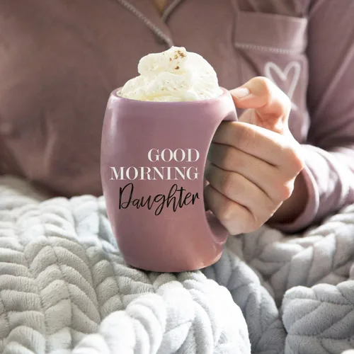 Vista 5 de Pavilion - Good Morning Daughter - Taza de calentamiento de manos rosa de 16 onzas