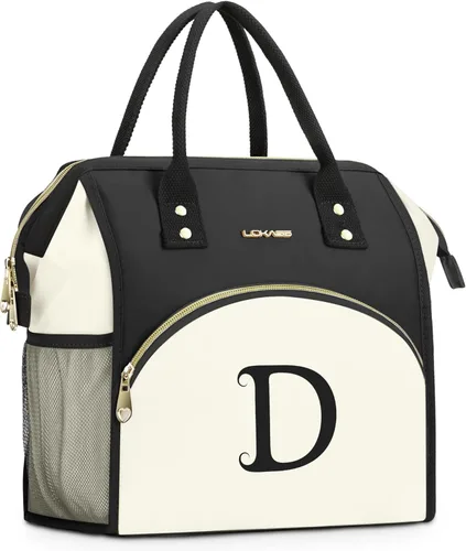 Vista 12 de Bolsa de almuerzo personalizada para mujer, elegante, reutilizable, aislada, con iniciales, para amiga, grande, de apertura ancha, resistente al
