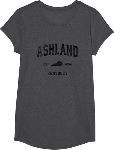 Vista 49 de Ashland Kentucky KY Vintage Sports Design Camiseta de impresión negra Asfalto