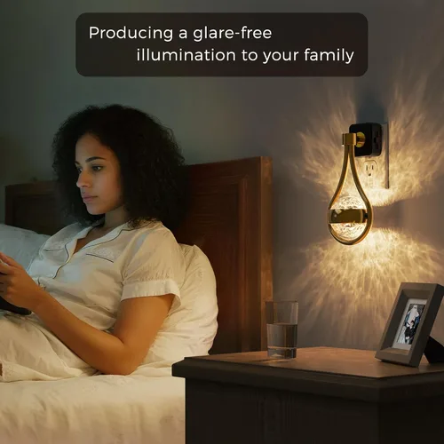 Vista 7 de L LOHAS LED Las luces nocturnas se conectan a la pared: proyector de estrellas, sensor de atardecer a amanecer, blanco suave de 3000 K, luz nocturna